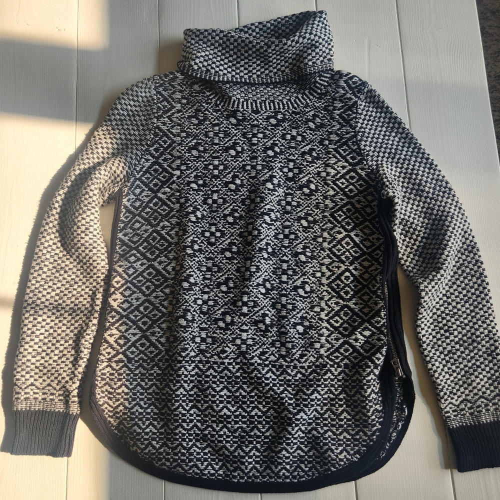 Lucky Brand Black and White Cowl Neck Sweater